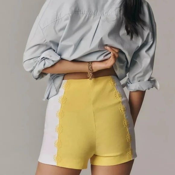 NWT Maeve Surf City Linen Blend Embellished Shorts - Picture 2 of 7